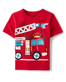 Baby And Toddler Boys Fire Truck Graphic Tee