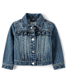 Girls frill denim jacket new arrivals