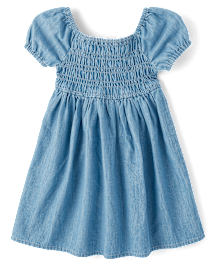 Toddler Girls Chambray Smocked Dress