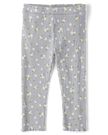 Toddler Girls Floral Ribbed Leggings