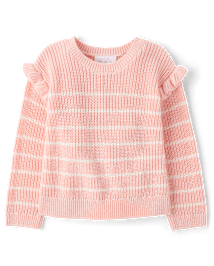 Toddler Girls Striped Flutter Sweater