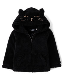 Toddler Girls Cat Sherpa Zip Up Hoodie