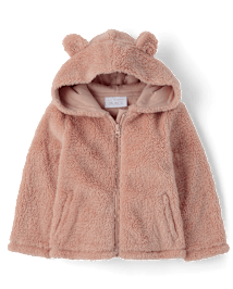 Toddler Girls Bear Sherpa Zip Up Hoodie