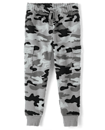 Boys Camo Fleece Cargo Jogger Pants