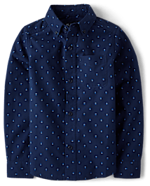 Boys Print Poplin Button Up Shirt