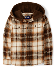 Boys Plaid Flannel Hooded Top