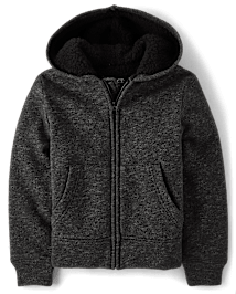 Boys Active Long Sleeve Fleece Sherpa Lined Zip Up Hoodie BLACK The Children s Place CA