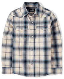 Boys Plaid Poplin Snap Front Shirt