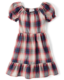 Girls Plaid Flannel Ruffle Dress