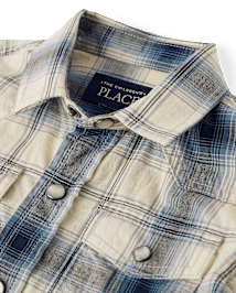 Baby And Toddler Boys Plaid Poplin Snap Front Shirt