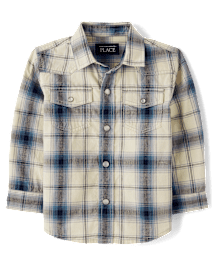 Baby And Toddler Boys Plaid Poplin Snap Front Shirt