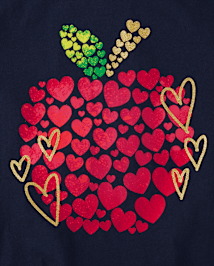 Girls Apple Heart Graphic Tee