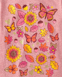 Girls Butterfly Flower Graphic Tee