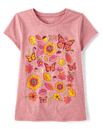 Girls Butterfly Flower Graphic Tee