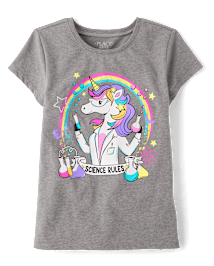 Girls Unicorn Scientist Graphic Tee