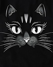 Girls Glow Black Cat Graphic Tee