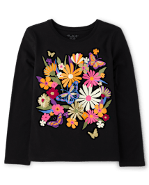 Girls Flowers Graphic Tee