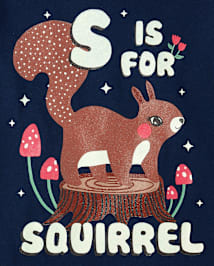 Baby And Toddler Girls Squirrel Graphic Tee