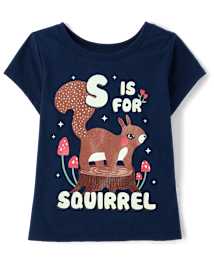 Baby And Toddler Girls Squirrel Graphic Tee