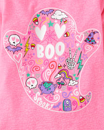 Baby And Toddler Girls Glow Ghost Boo Graphic Tee