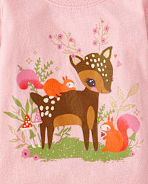 Baby And Toddler Girls Deer Graphic Tee