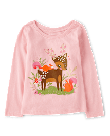 Baby And Toddler Girls Deer Graphic Tee