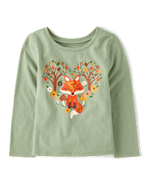 Baby And Toddler Girls Fox Heart Graphic Tee