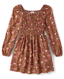 Girls Floral Smocked Dress