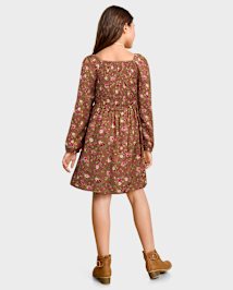 Girls Floral Smocked Dress