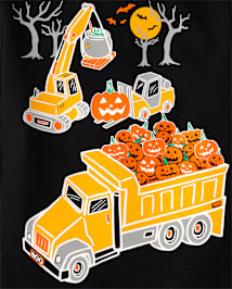 Baby And Toddler Boys Glow Halloween Construction Graphic Tee