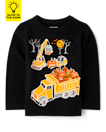 Baby And Toddler Boys Glow Halloween Construction Graphic Tee