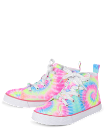 Girls Rainbow Tie Dye High Top Sneakers