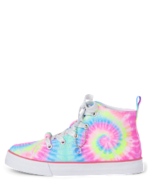 Girls Rainbow Tie Dye High Top Sneakers