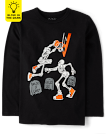 Boys Glow Skeleton Basketball Graphic Tee