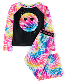 Girls Rainbow Happy Face Pajamas