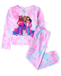 Girls Long Raglan Sleeve Tie Dye Girl Pajamas PURPLE The Children s Place CA