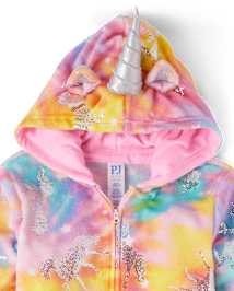 Girls Foil Unicorn Fleece One Piece Pajamas