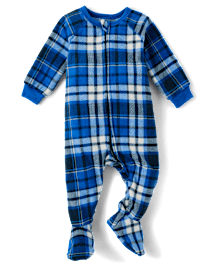 bebe et tout petit garcon manches longues raglan a carreaux micromolleton Footed One Piece Pyjama TIDAL The Children s Place CA