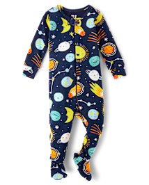 Baby And Toddler Boys Space Snug Fit Cotton Footed One Piece Pajamas