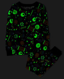 Unisex Kids Glow Halloween Candy Snug Fit Cotton Pajamas