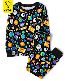 Unisex Kids Glow Halloween Candy Snug Fit Cotton Pajamas