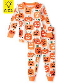 Unisex Baby And Toddler Glow Pumpkin Snug Fit Cotton Pajamas