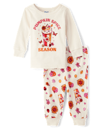 Baby And Toddler Girls Pumpkin Spice Season Snug Fit Cotton Pajamas