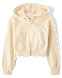 Girls Premium Fleece Cropped Zip Up Hoodie
