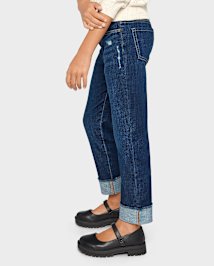 Girls Roll Cuff Straight Jeans