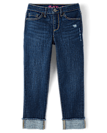 Girls Roll Cuff Straight Jeans