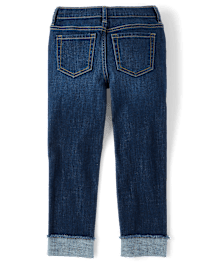 Girls Roll Cuff Straight Jeans