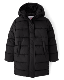 Girls Long Sleeve Quilted Long Puffer Jacket BLACK The Children s Place CA