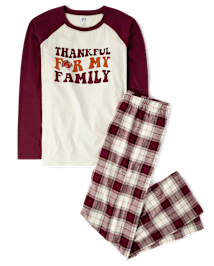 Mens Matching Family Thankful Cotton And Flannel Pajamas