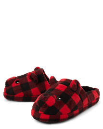 Adulte Famille assortie carreaux Buffalo Bear Pantoufles